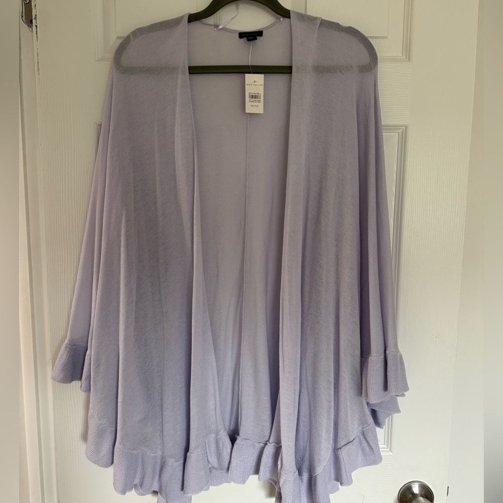 Ann Taylor Light Purple Open-Front Cardigan